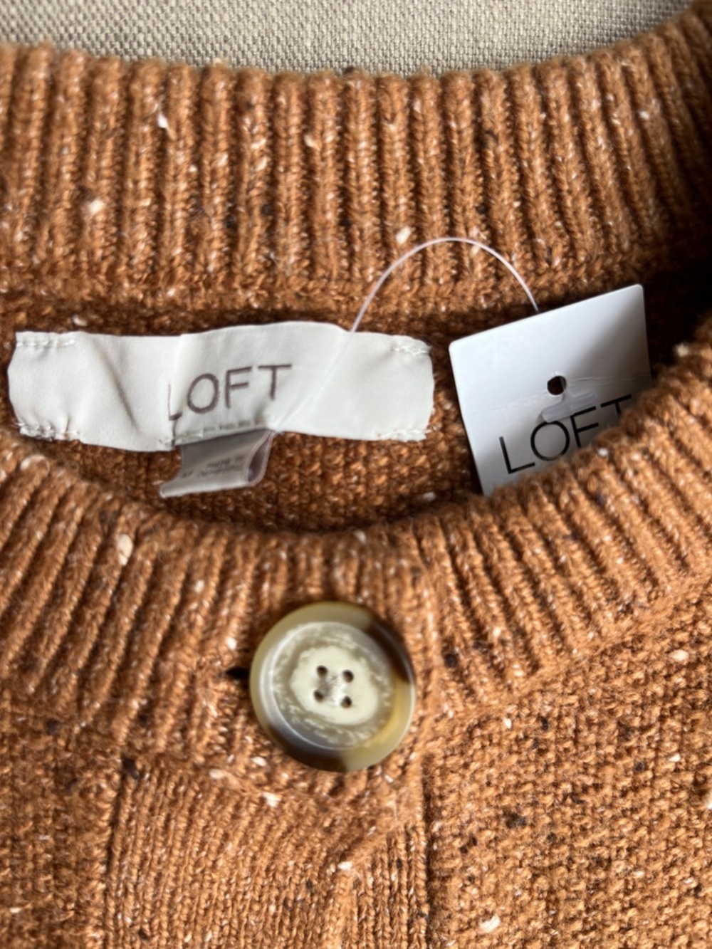 LOFT Rust Flecked Sweater Jacket  Cardigan NEW Medium - Picture 3 of 6